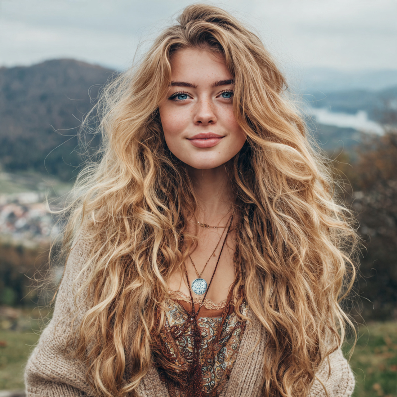 an attractive woman having easy boho natural air d