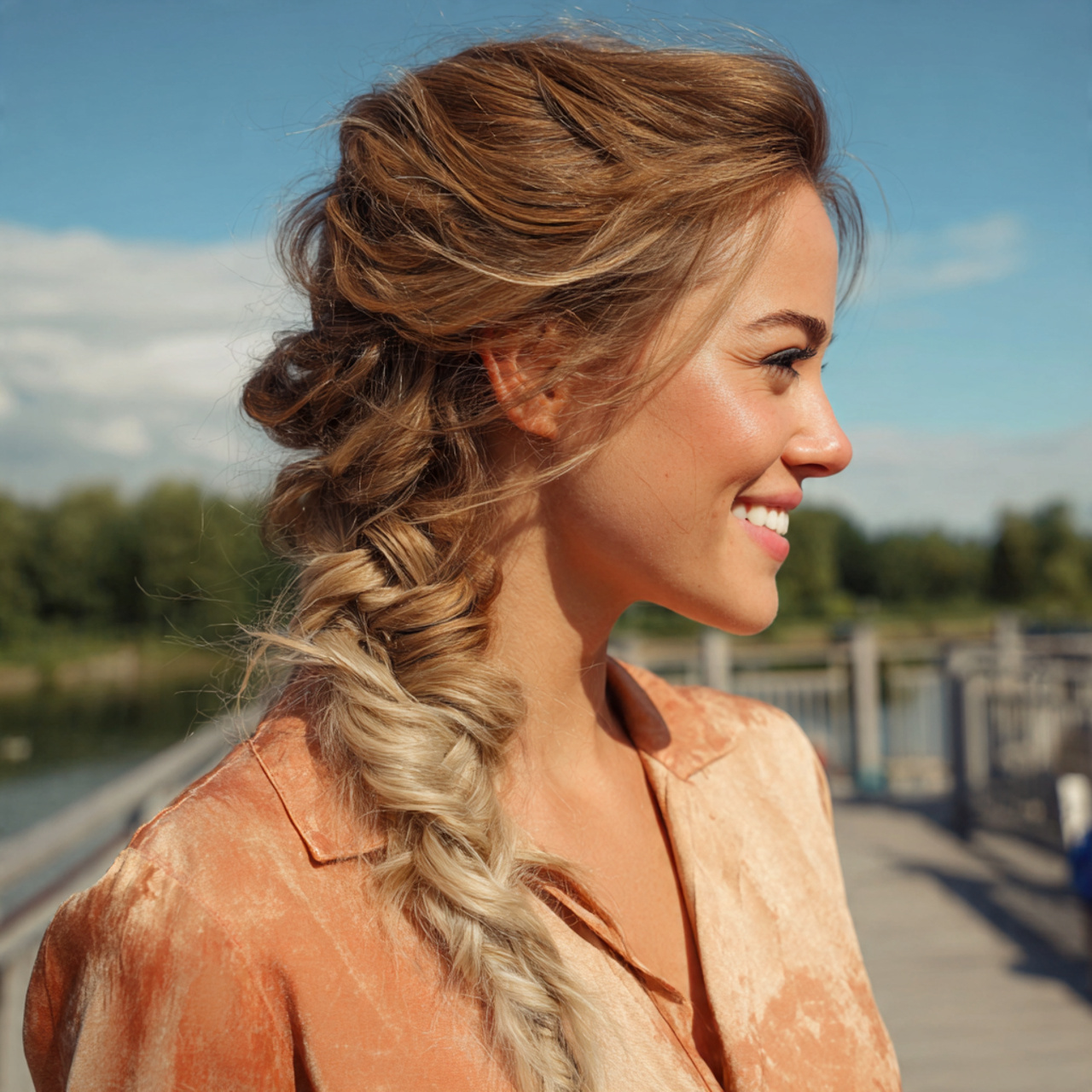 an attractive woman having easy boho simple side b