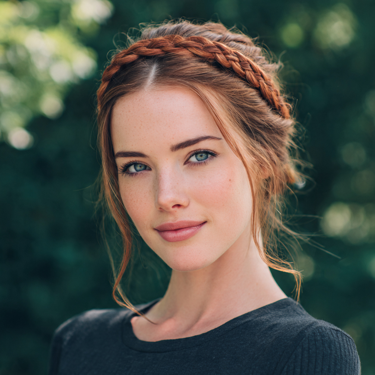 an attractive woman having easy braided headband h 1