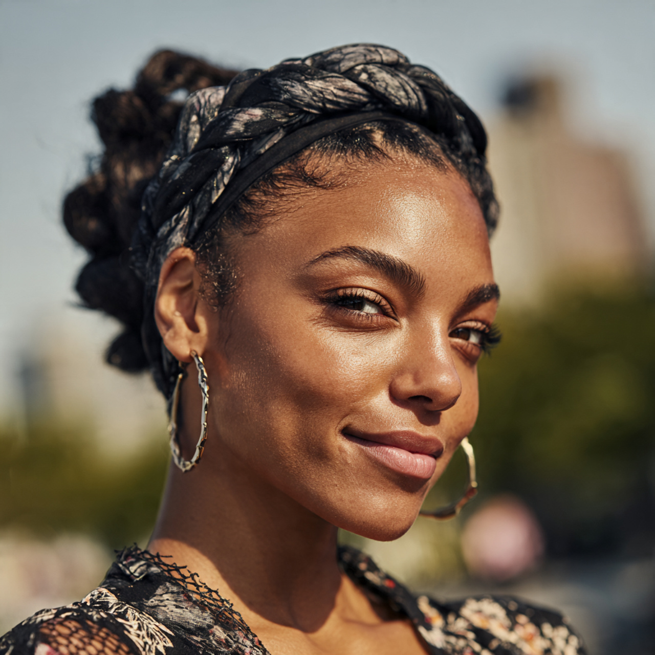 an attractive woman having easy braided headband h