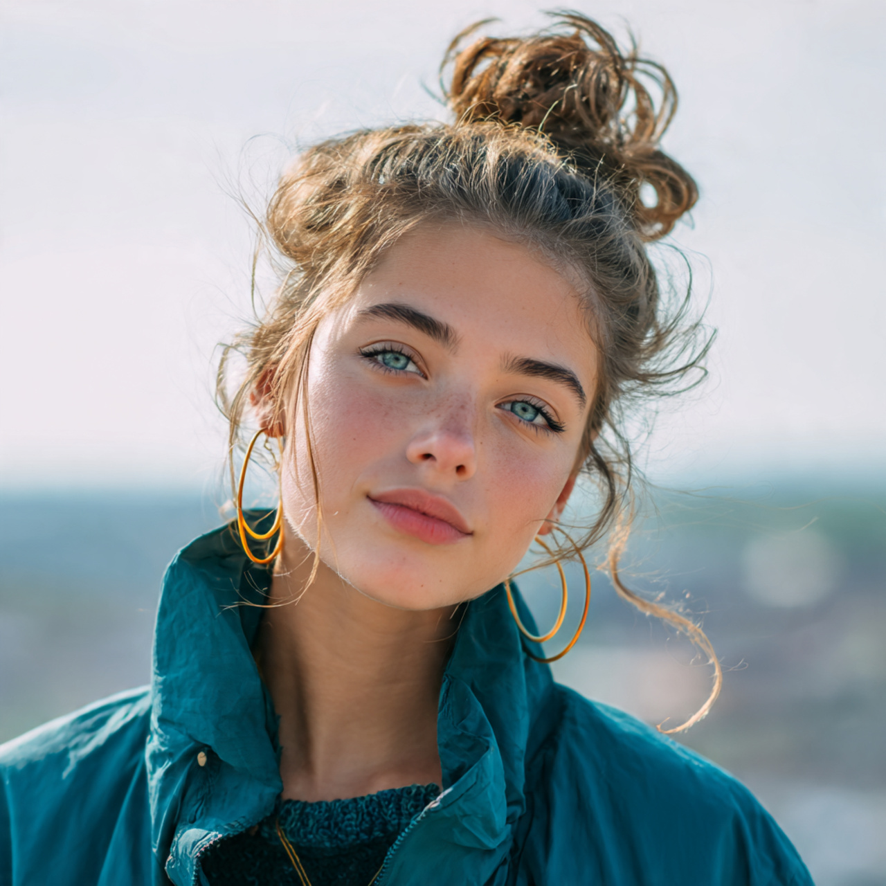 an attractive woman having easy compact top knot s