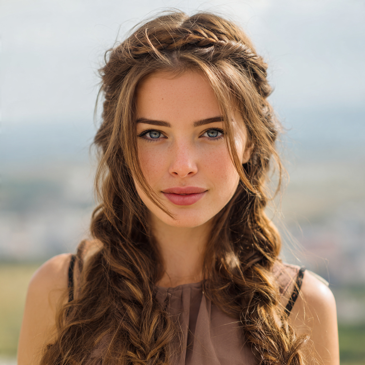 an attractive woman having easy crown braid hairst