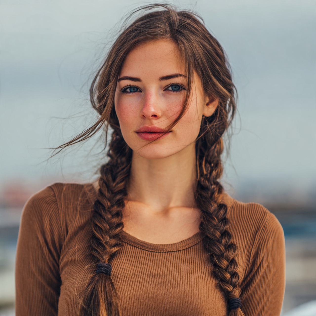 an attractive woman having easy dutch braid hairst