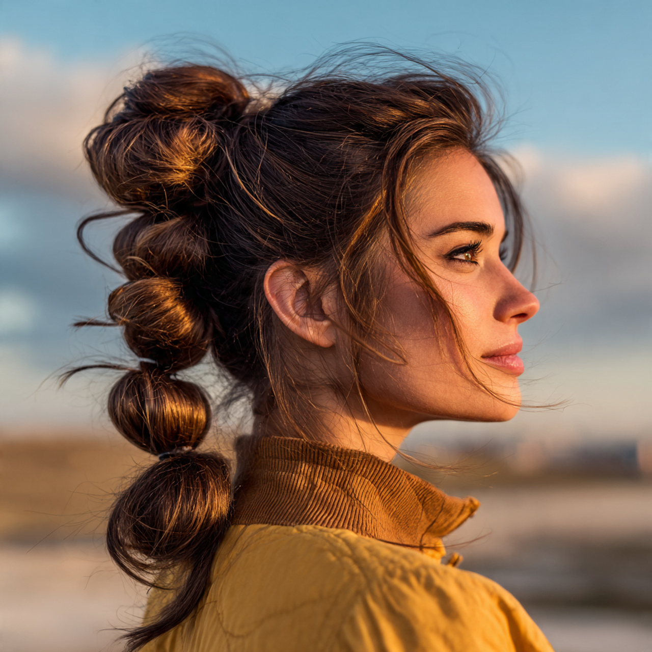 an attractive woman having easy fancy bubble ponyt