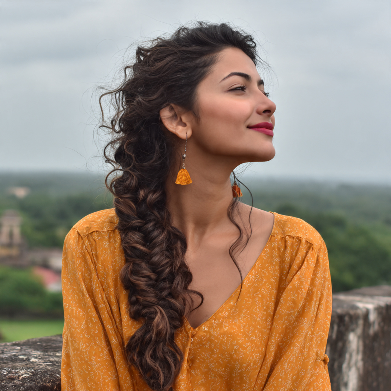 an attractive woman having easy fancy loose braide