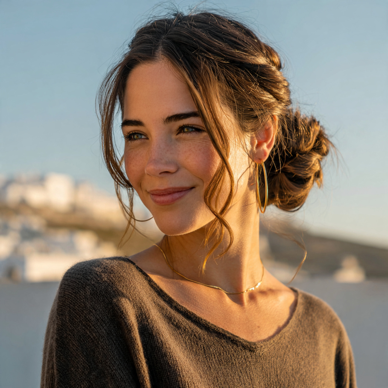 an attractive woman having easy fancy low knot wit