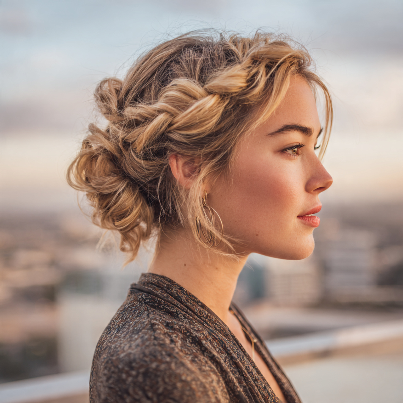 an attractive woman having easy fancy soft low bun