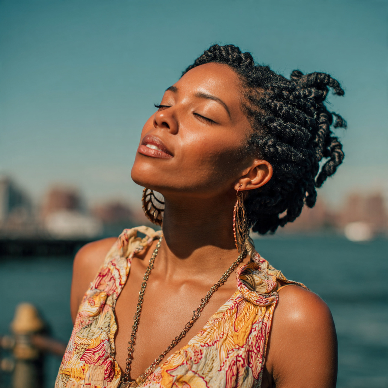 an attractive woman having easy flat twists natura