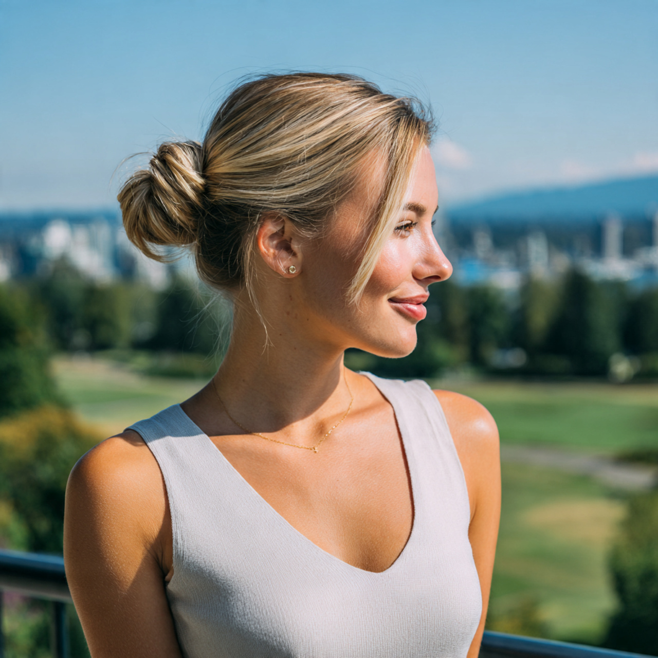 an attractive woman having easy formal sleek low b