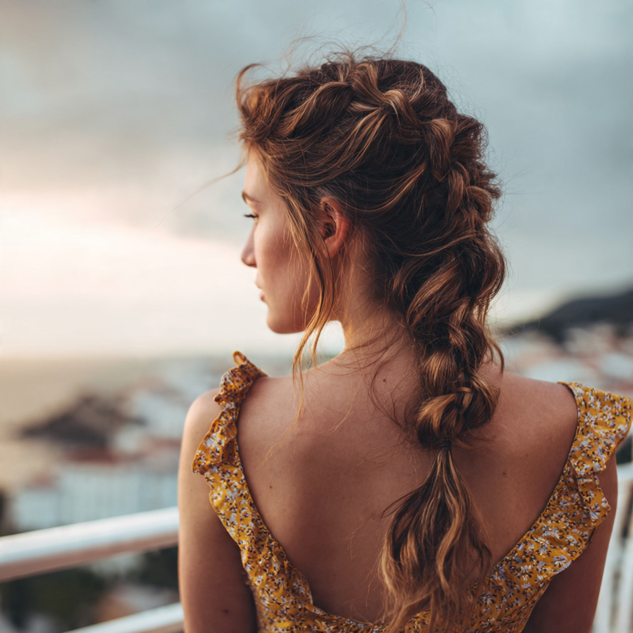 an attractive woman having easy french braid hairs