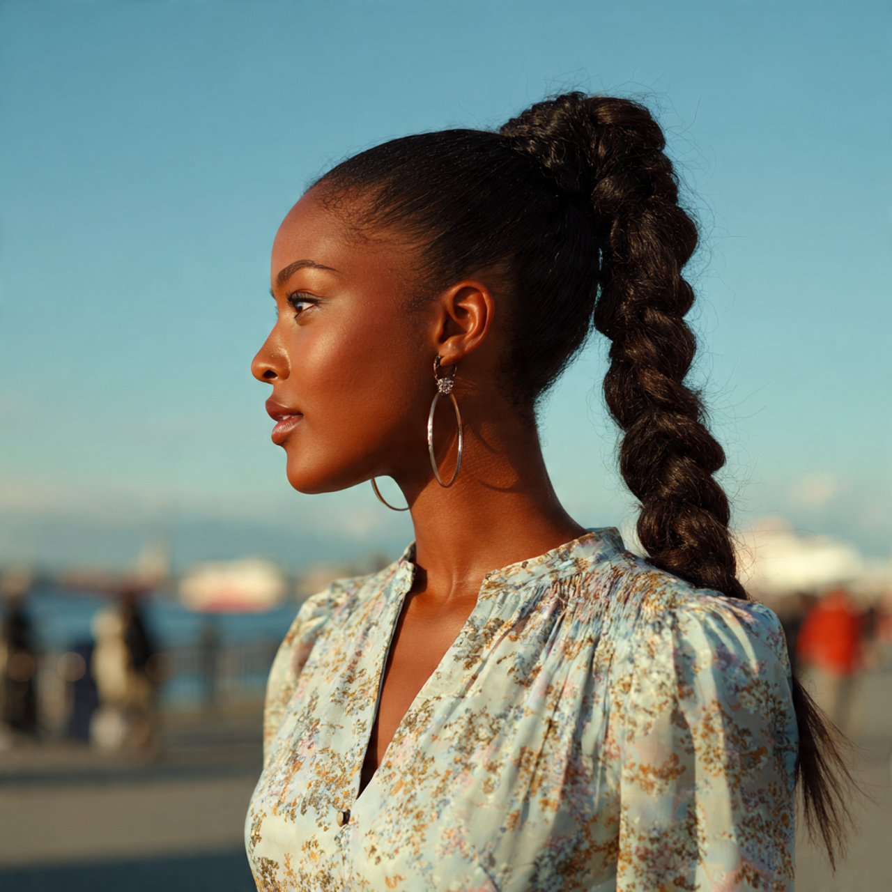an attractive woman having easy greasy braided pon