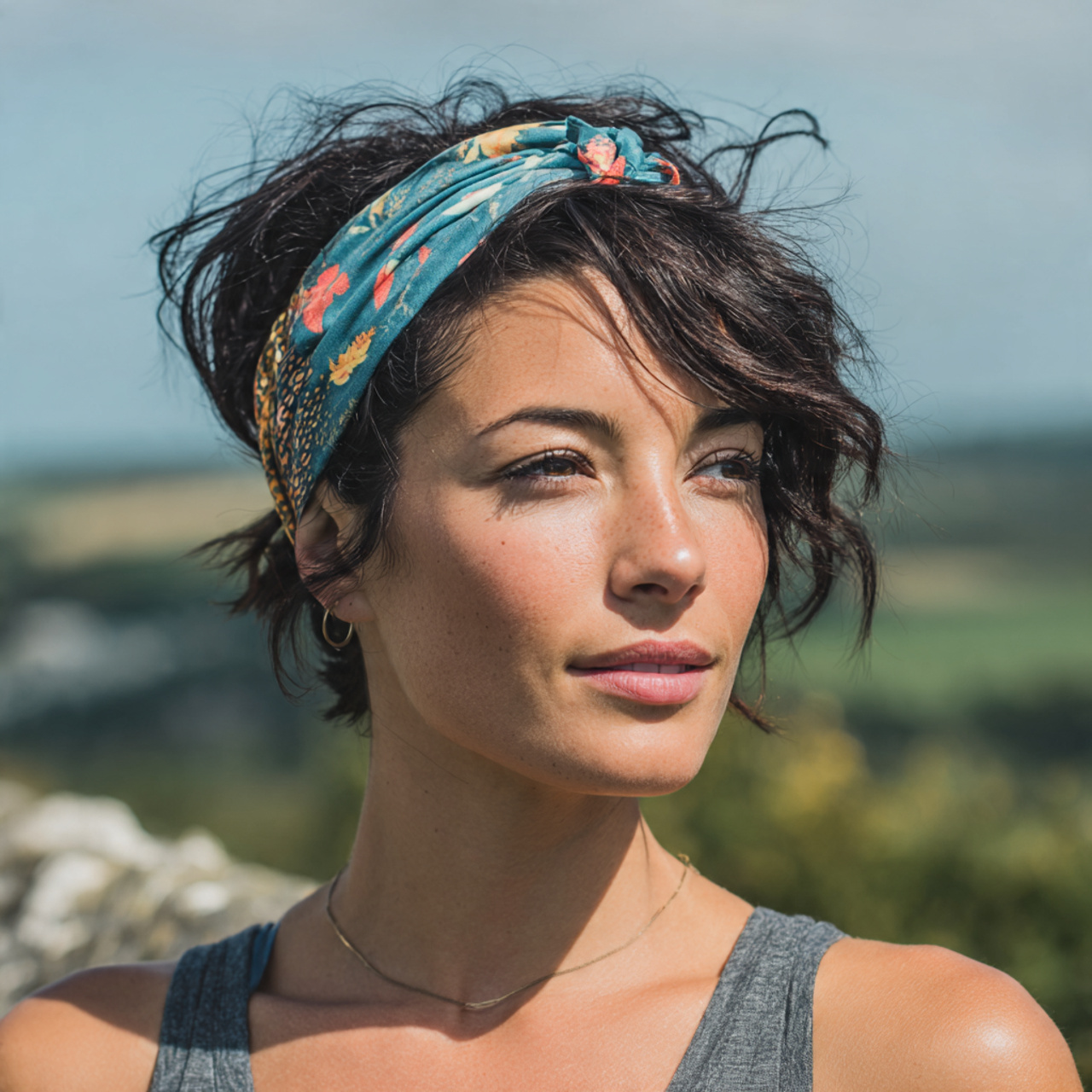 an attractive woman having easy greasy headband st