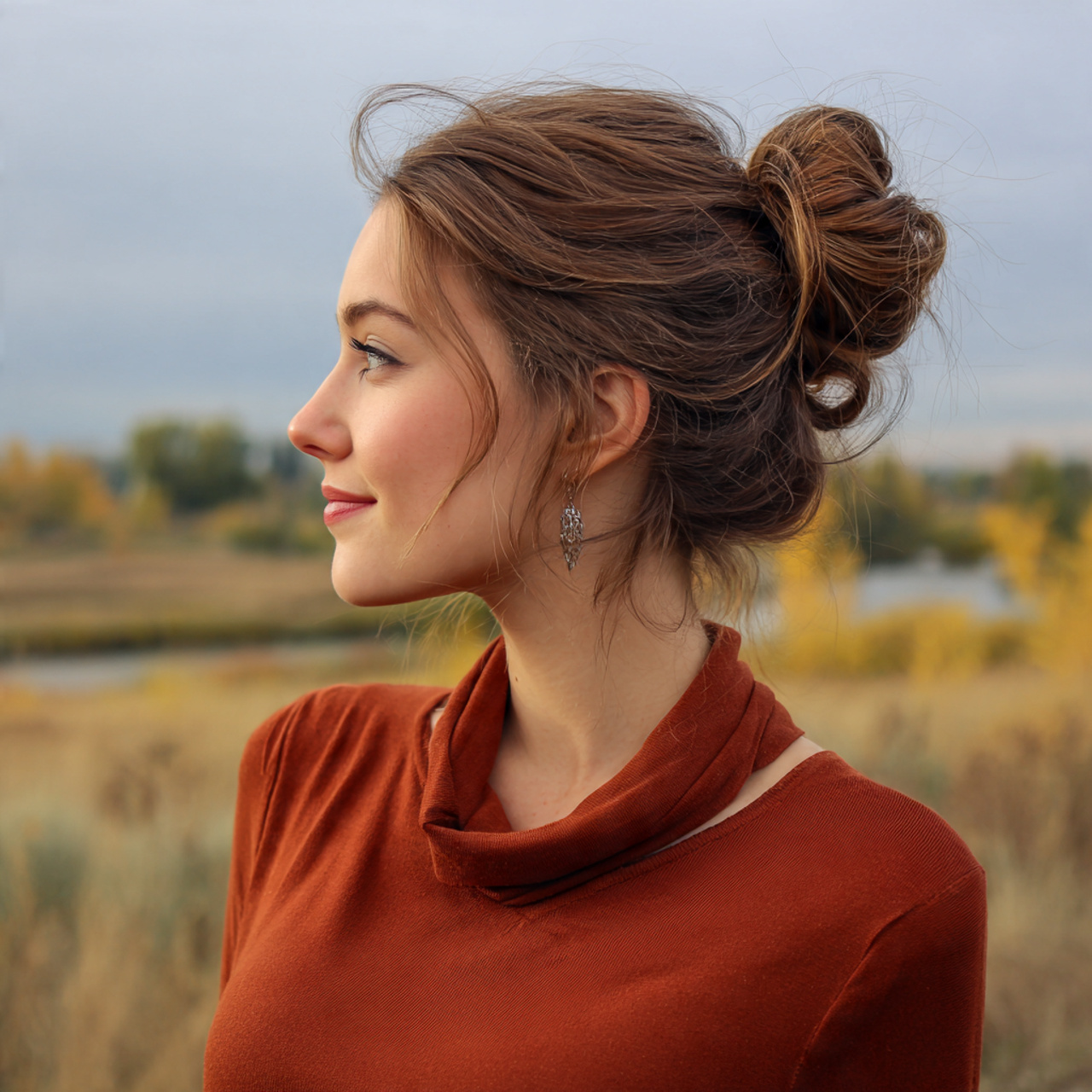 an attractive woman having easy greasy loose side