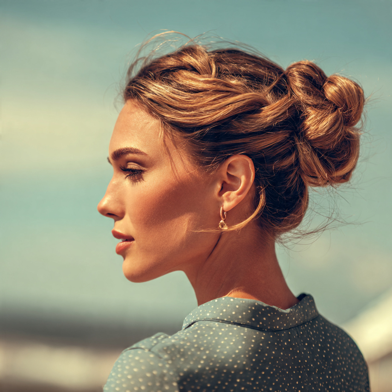 an attractive woman having easy greasy low twisted