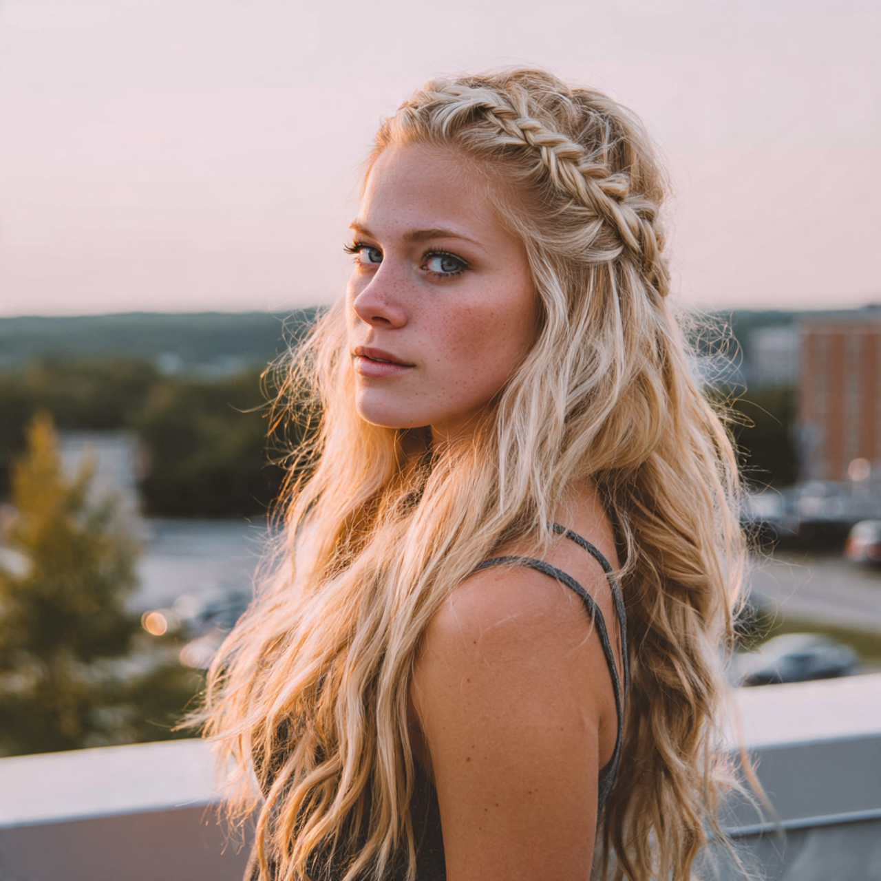 an attractive woman having easy half up braid hair