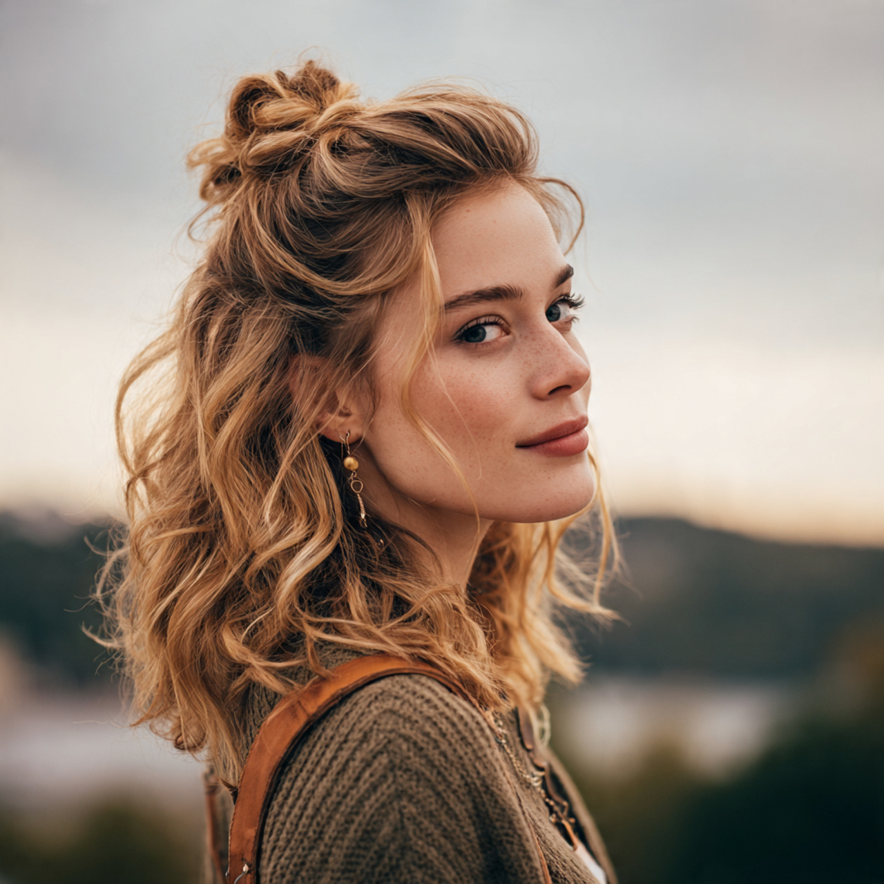 an attractive woman having easy half up casual kno