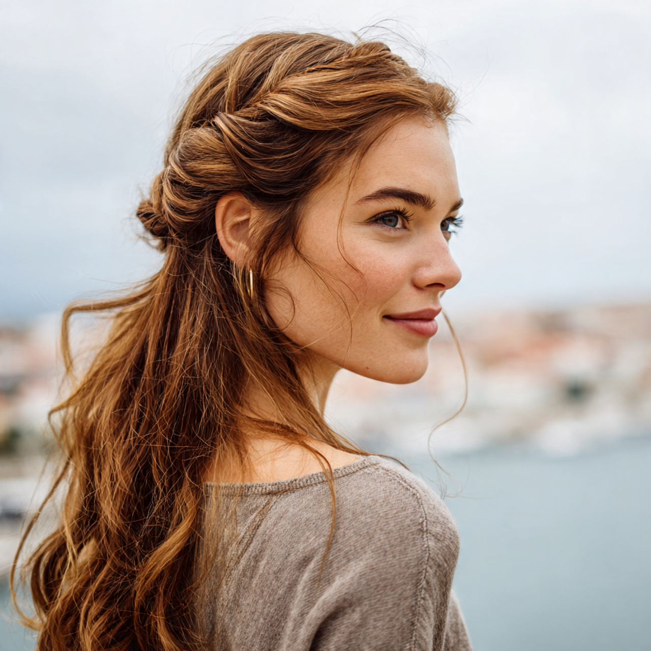 an attractive woman having easy half up smooth twi