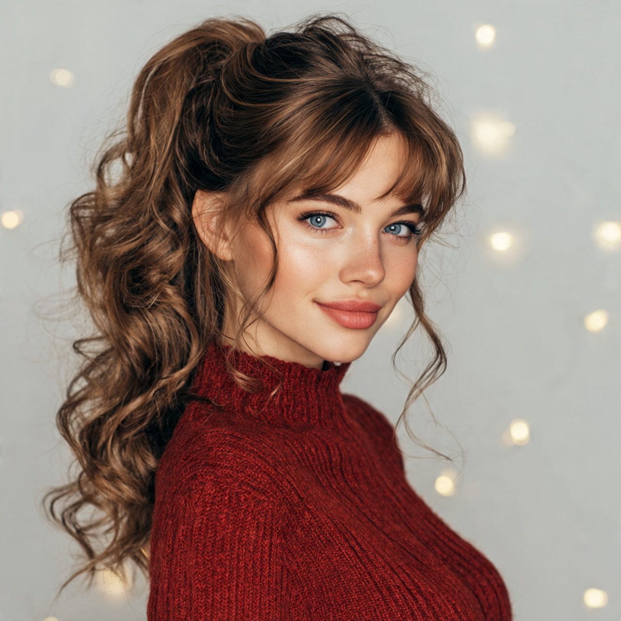 an attractive woman having easy high ponytail with