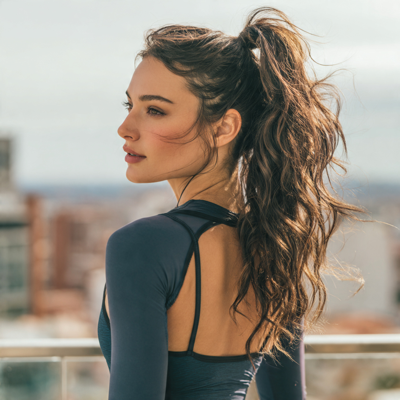 an attractive woman having easy high secure ponyta