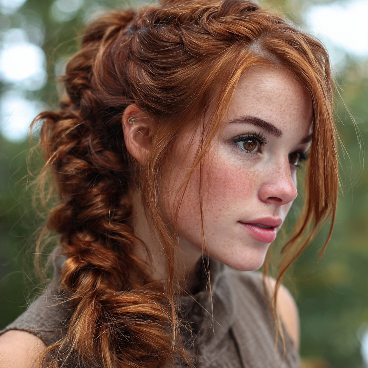 an attractive woman having easy lazy simple braide