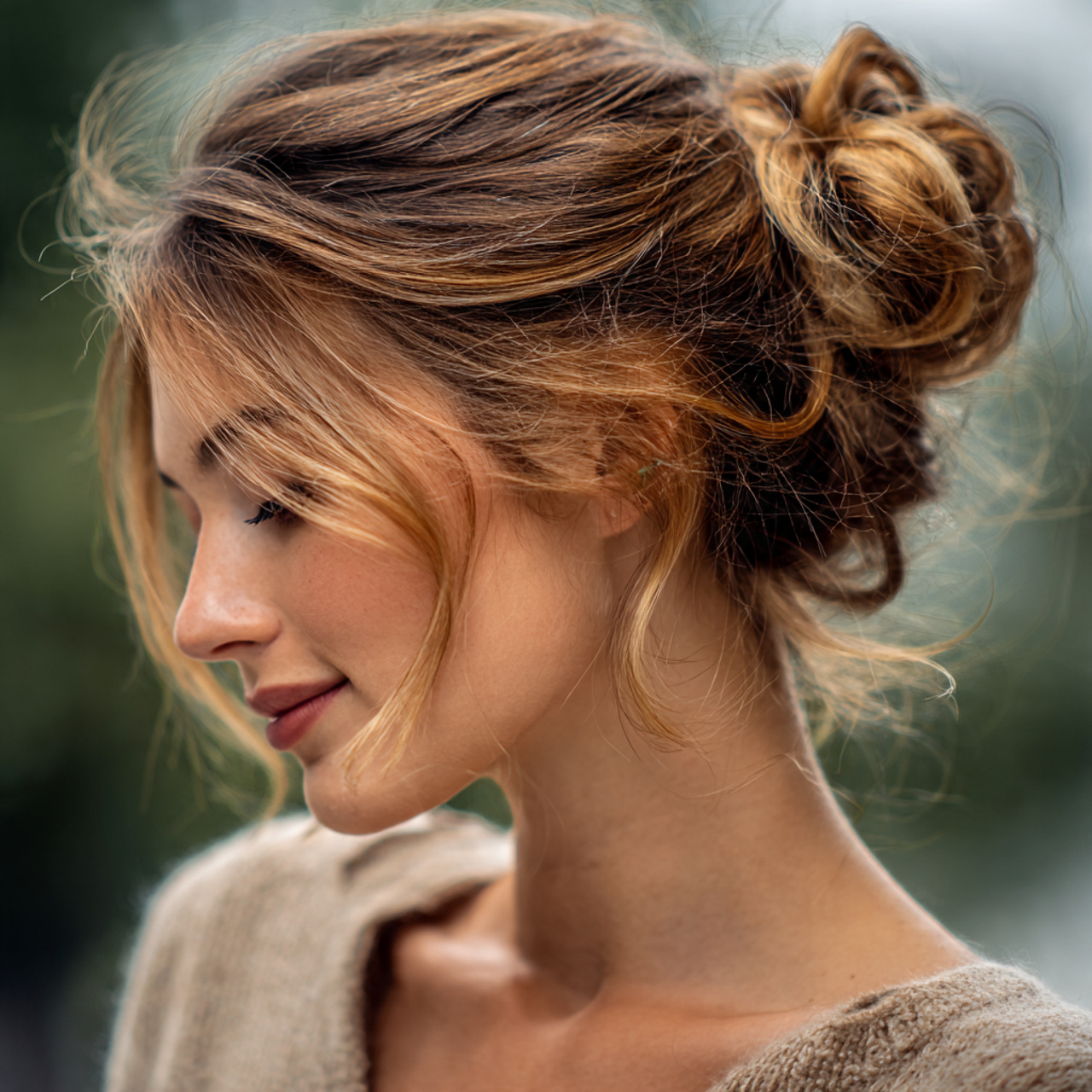 an attractive woman having easy lazy soft low mess