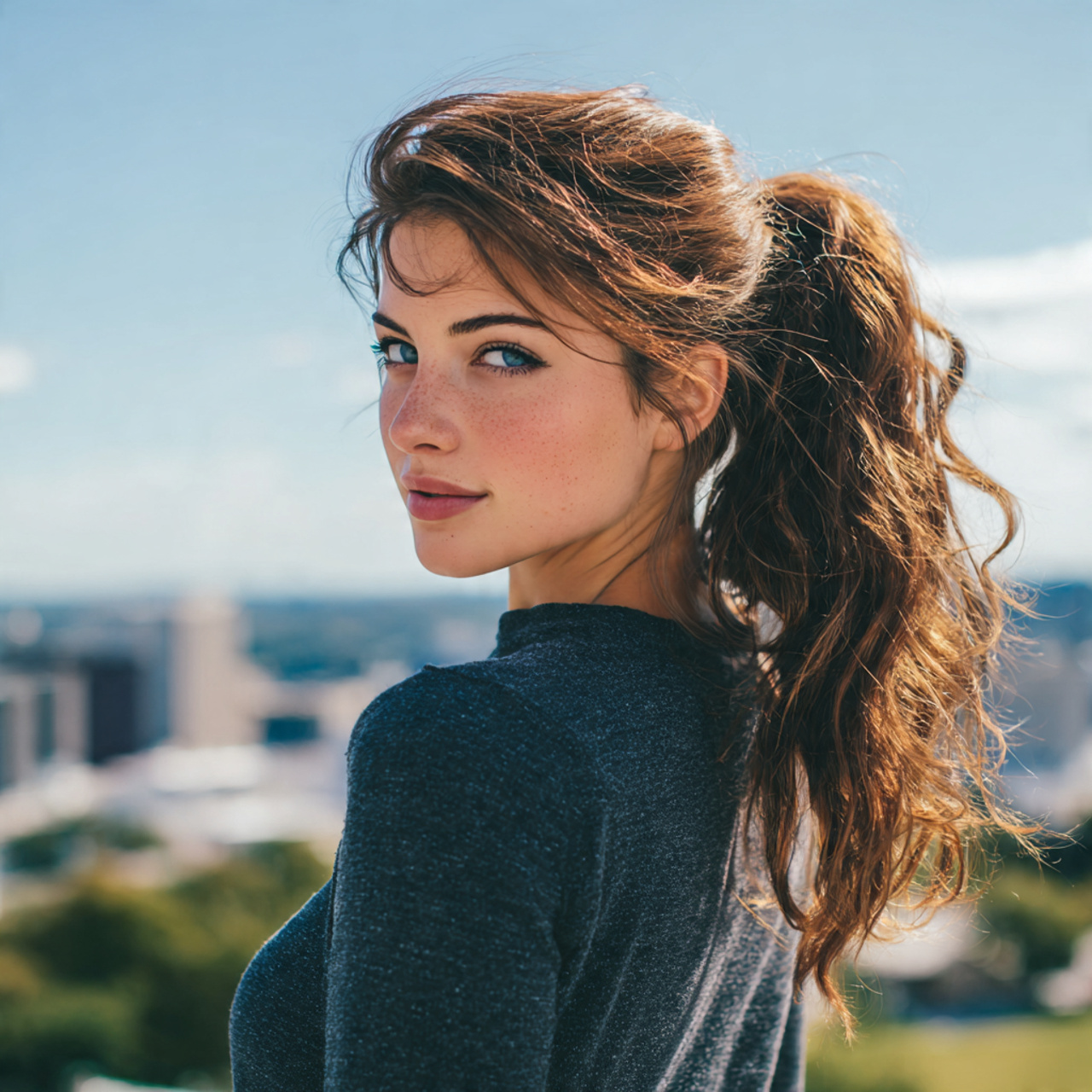 an attractive woman having easy lightly volumized