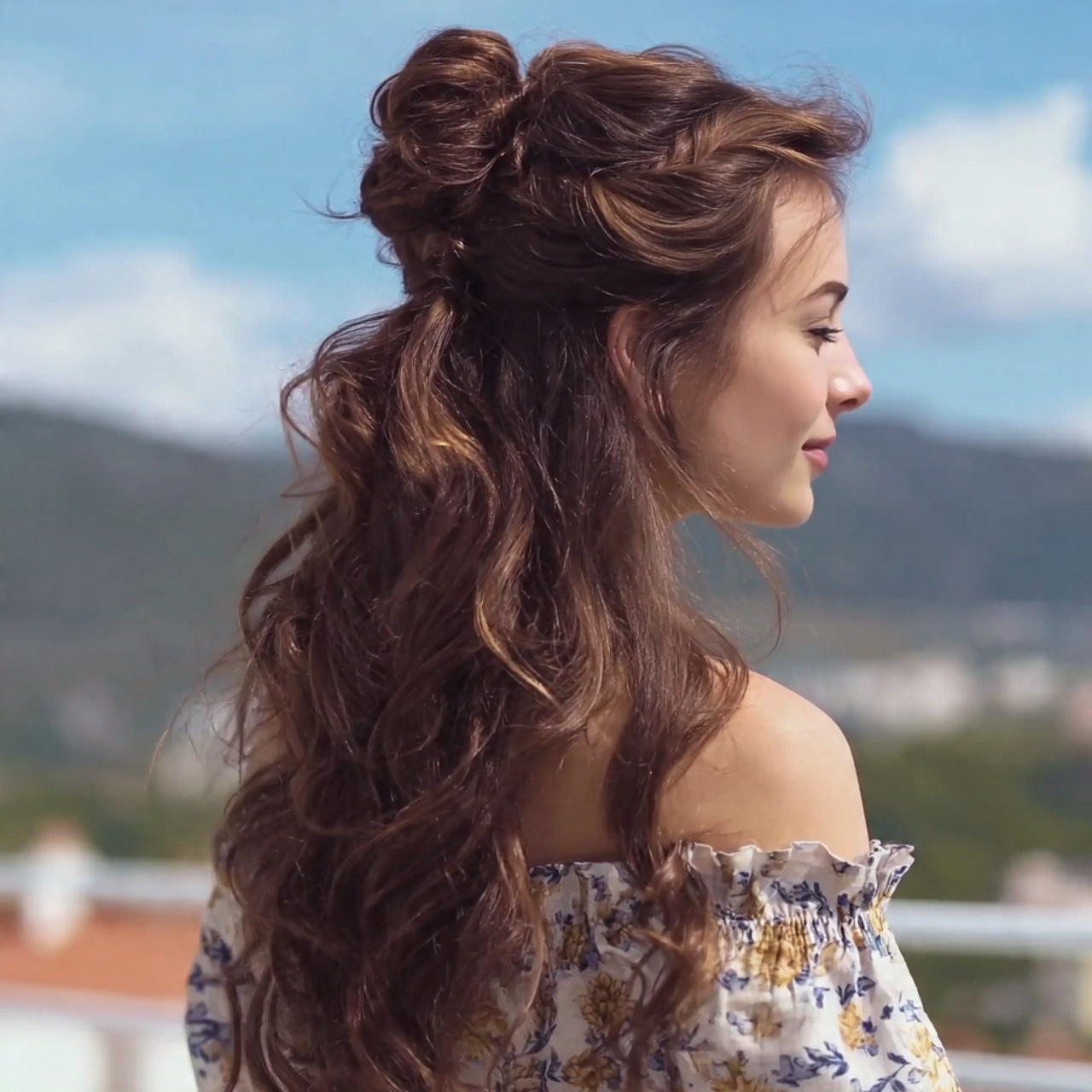 an attractive woman having easy long half up every