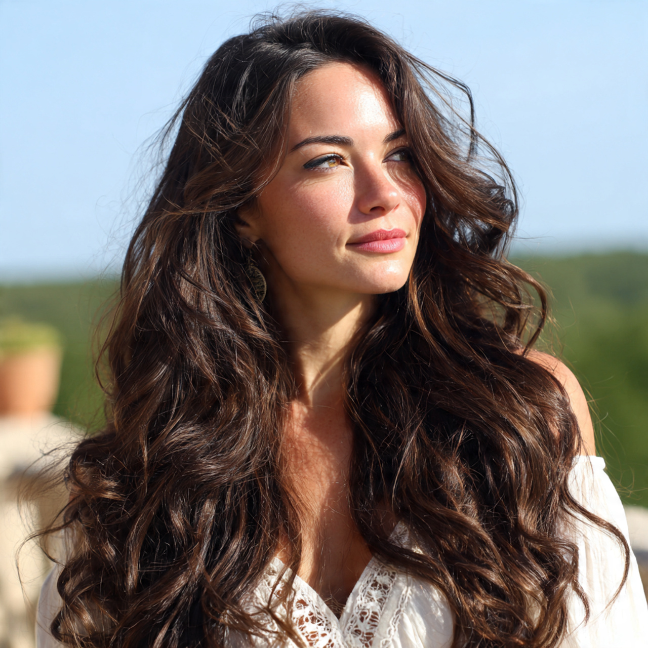 an attractive woman having easy long relaxed long