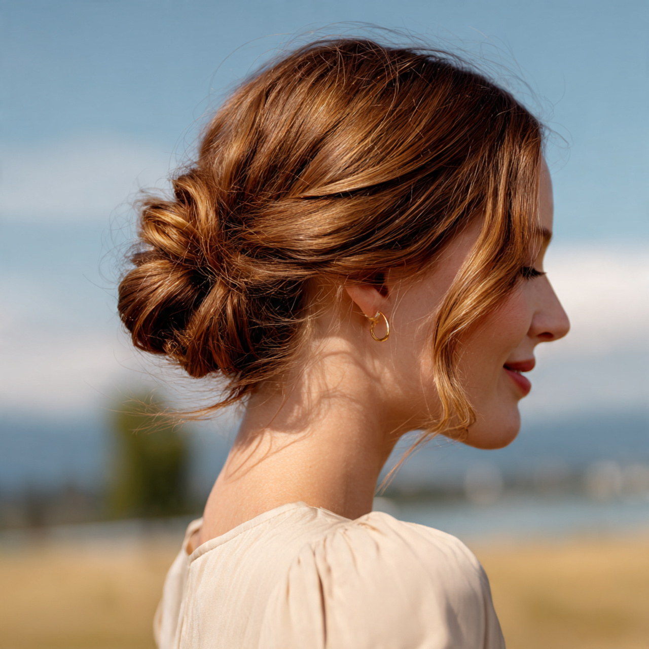 an attractive woman having easy long textured low
