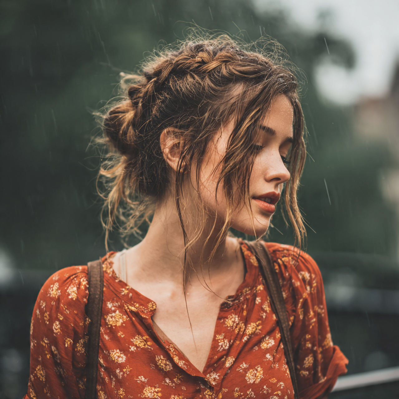 an attractive woman having easy loose dutch braid