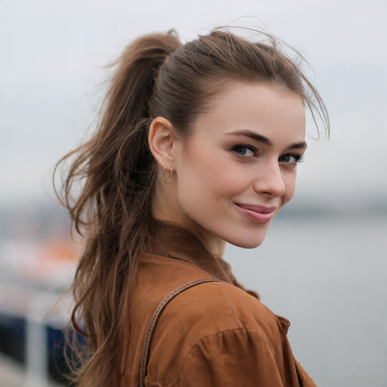 an attractive woman having easy loose low ponytail 1