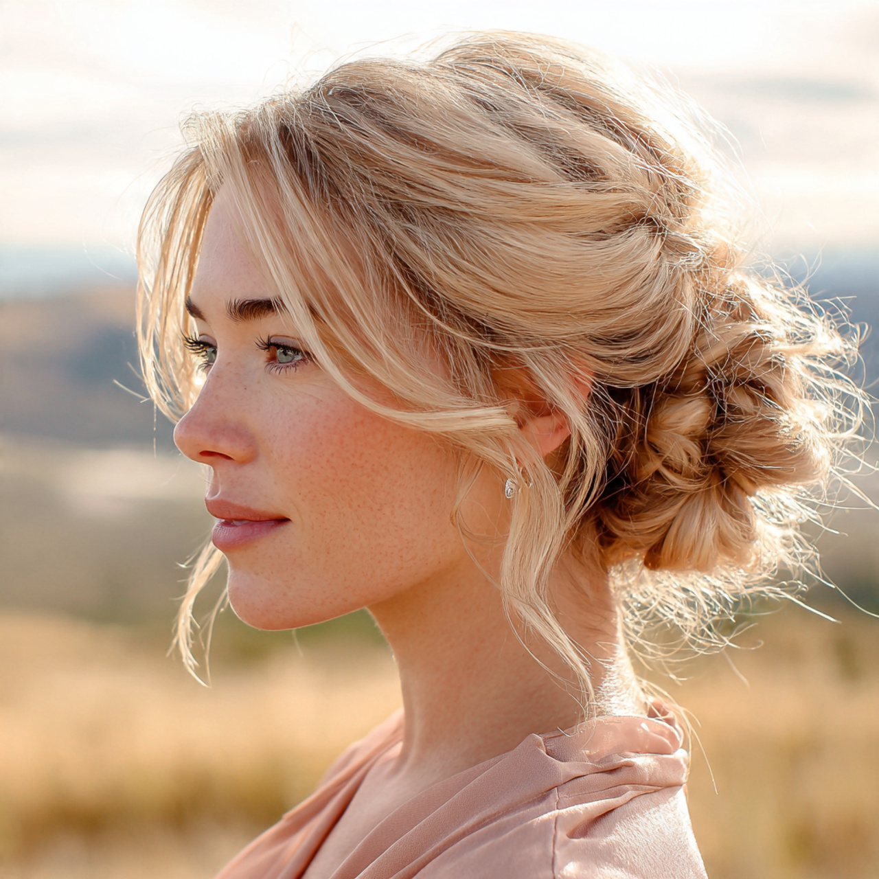 an attractive woman having easy loose twisted bun