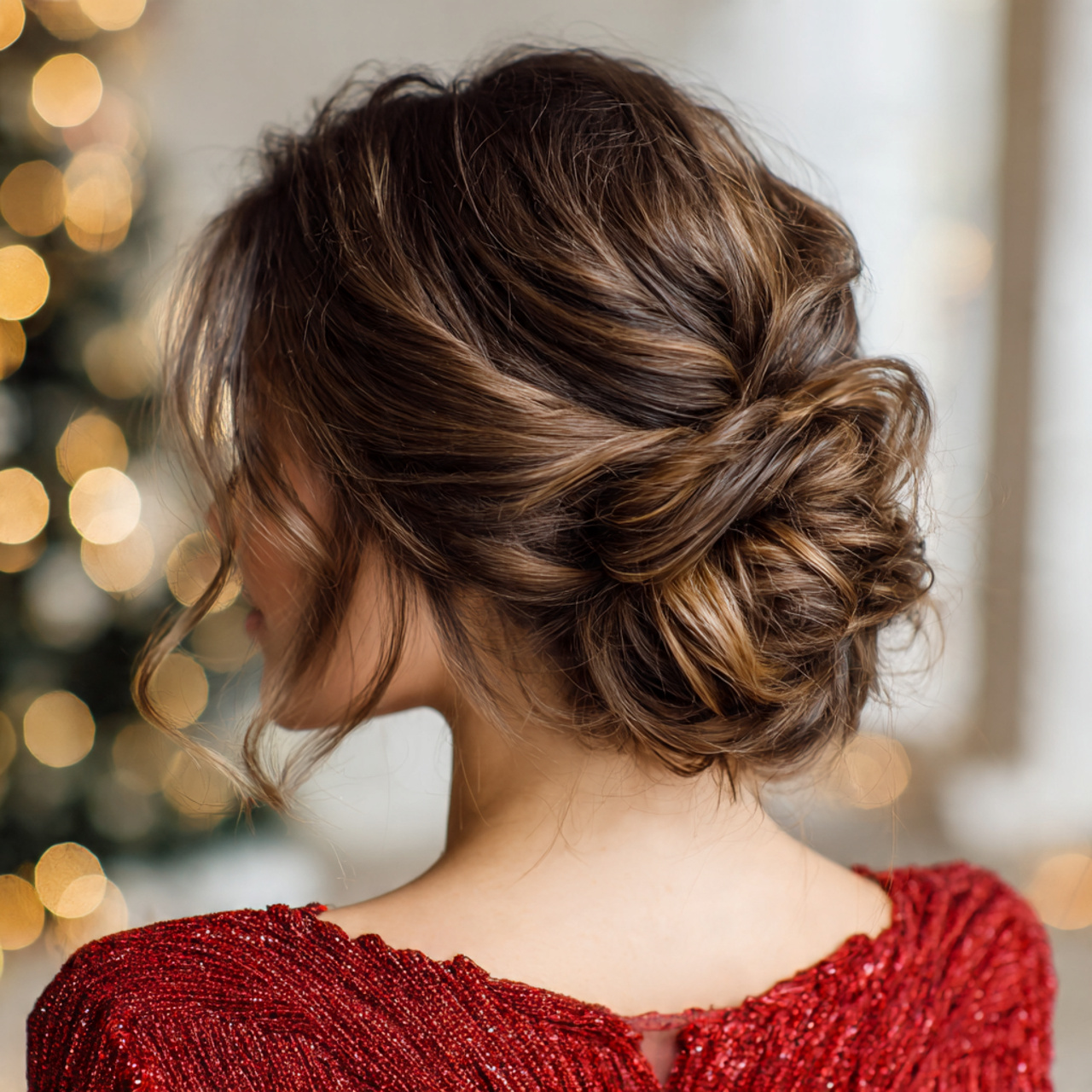 an attractive woman having easy low chignon bun ha