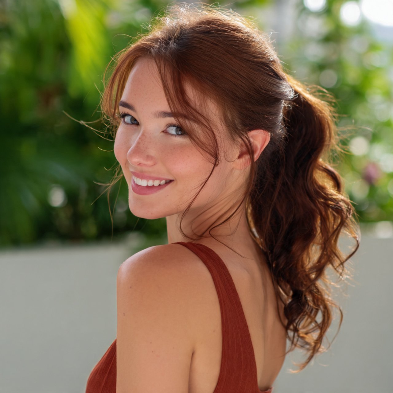 an attractive woman having easy low ponytail twist