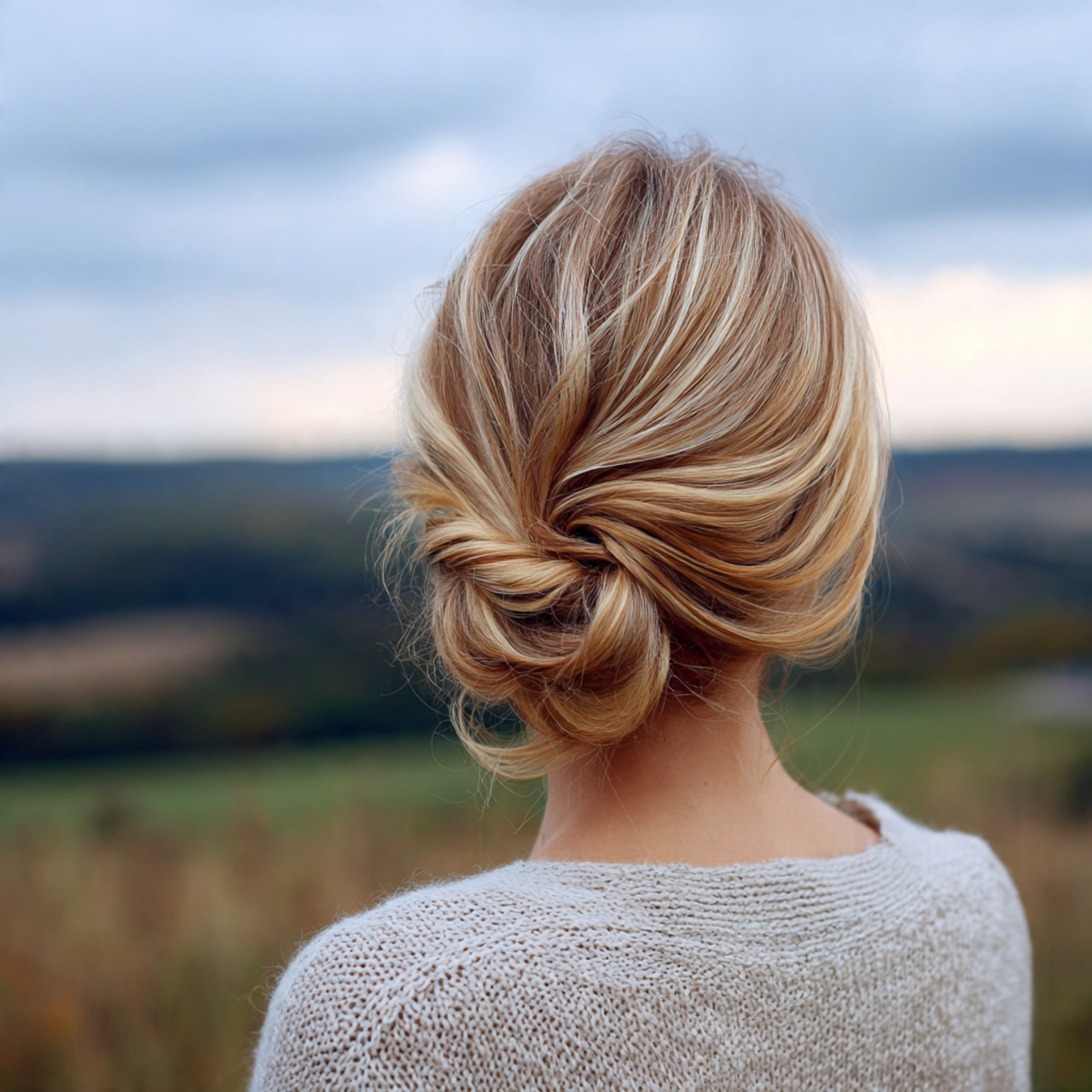 an attractive woman having easy low twisted bun sh