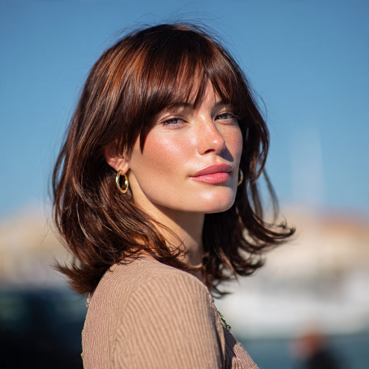 an attractive woman having easy medium length curt