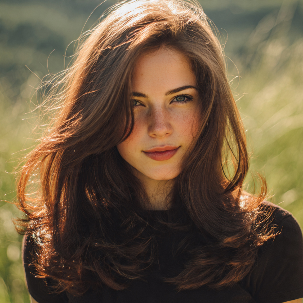 an attractive woman having easy medium length flip