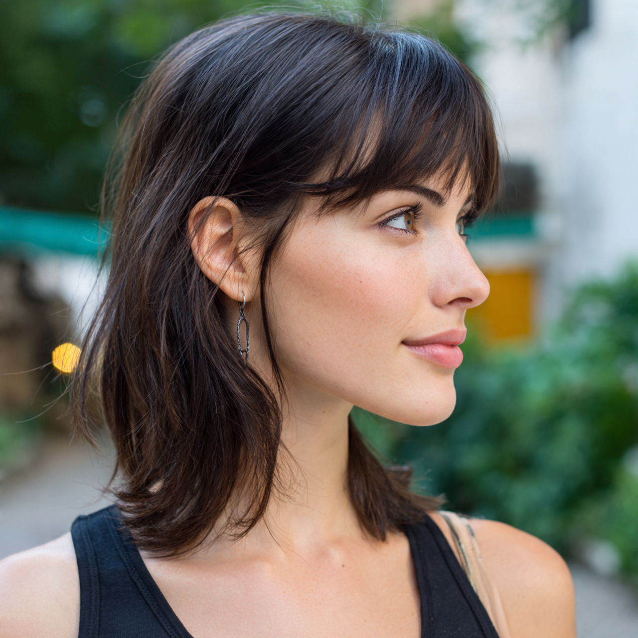 an attractive woman having easy medium length mini