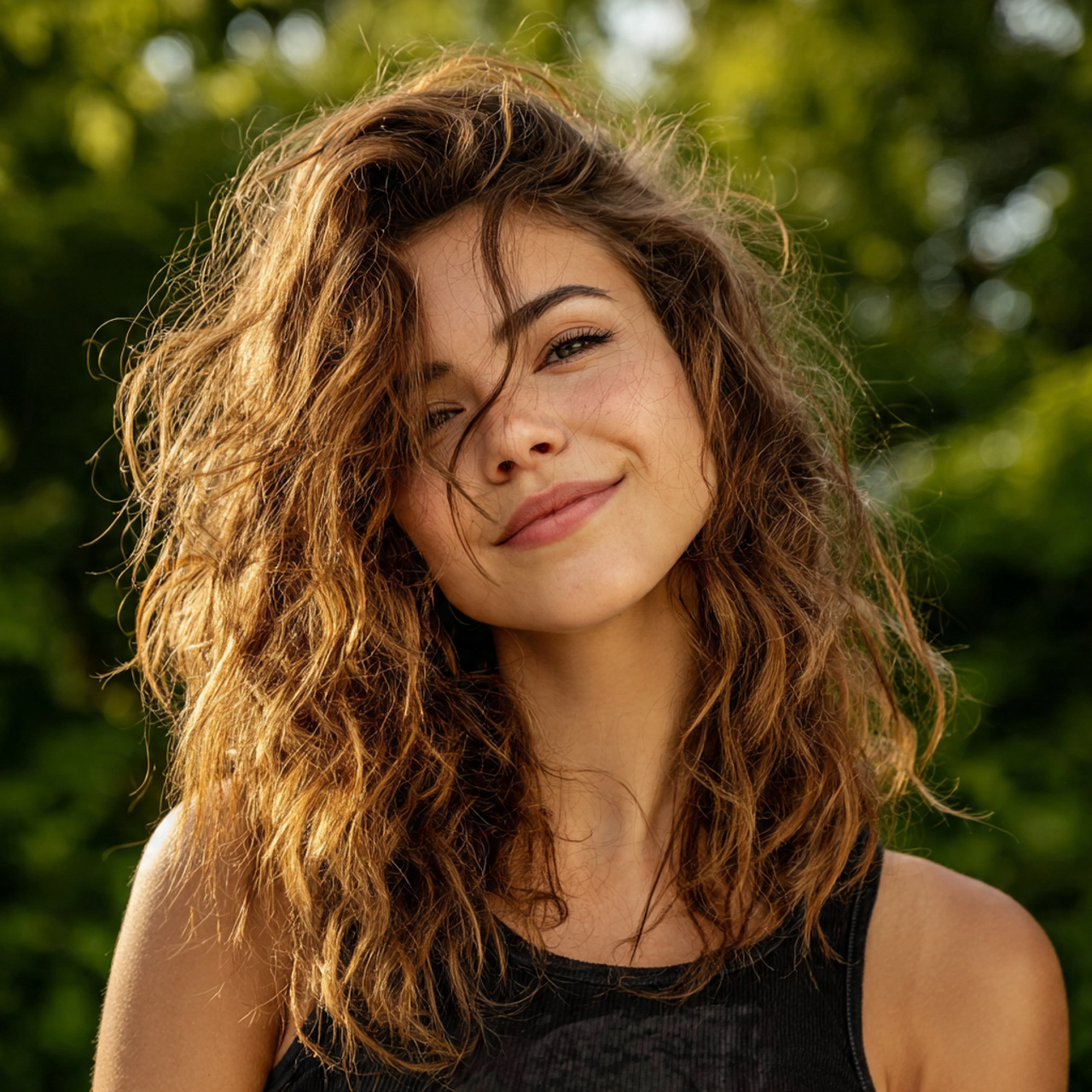 an attractive woman having easy medium length natu