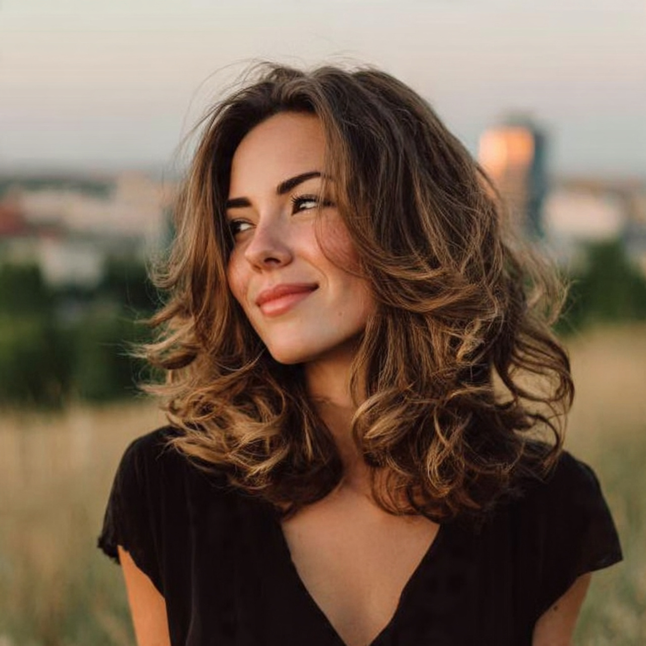 an attractive woman having easy medium length soft 1