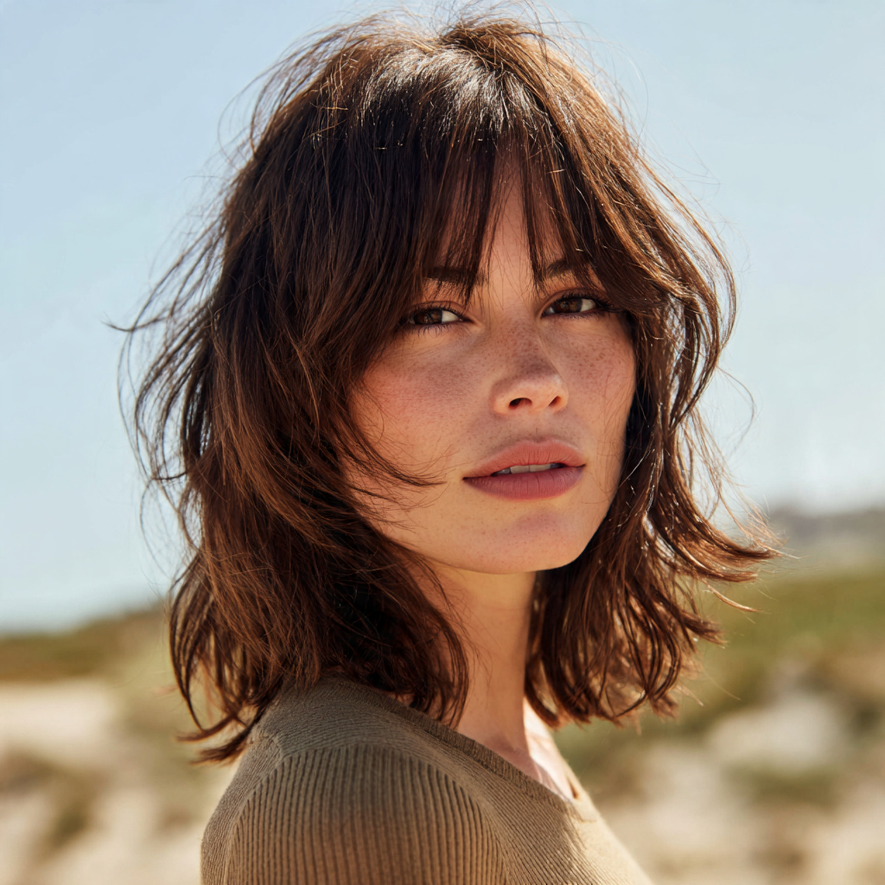 an attractive woman having easy medium length