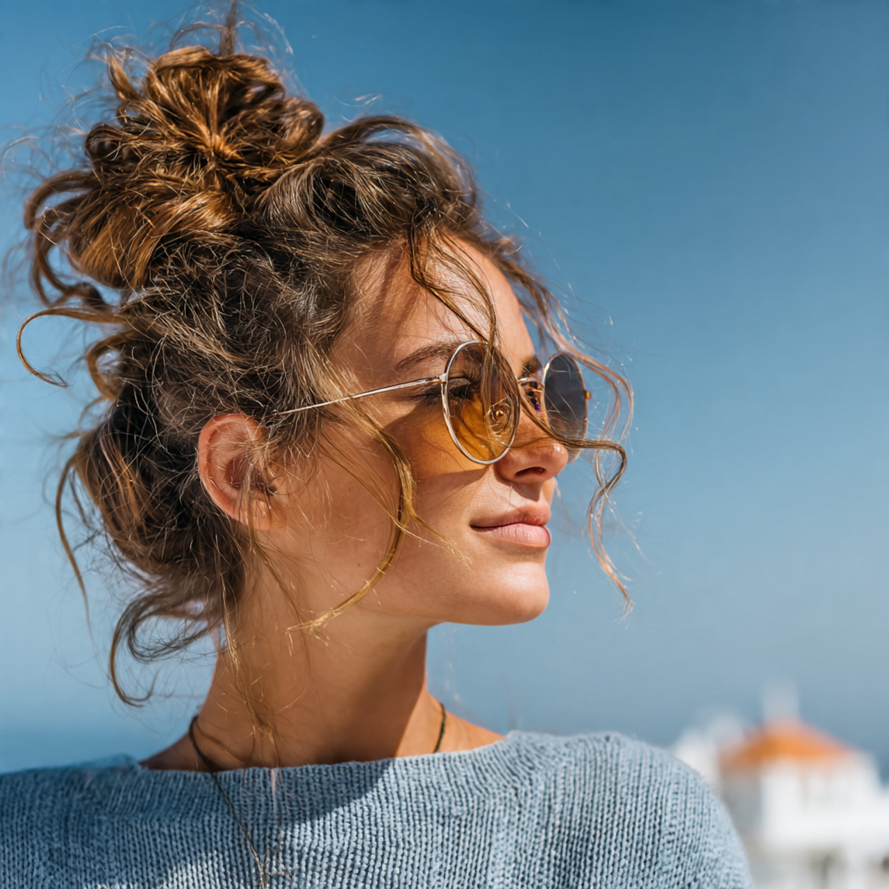 Easy Messy Hairstyles: Effortless Styles That Still Look Stylish 6 an attractive woman having easy messy messy top kn