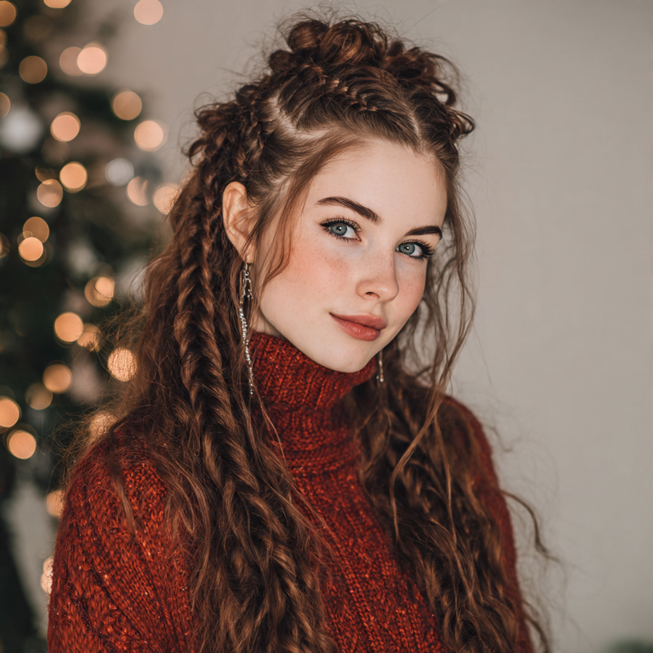 an attractive woman having easy mini braids with o