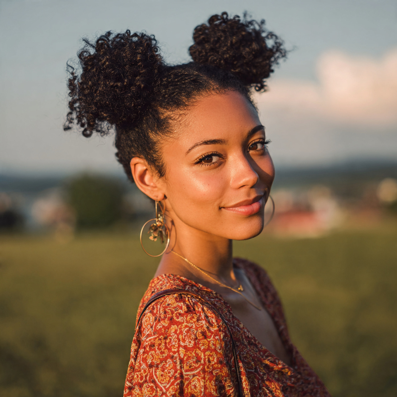 an attractive woman having easy mini buns natural