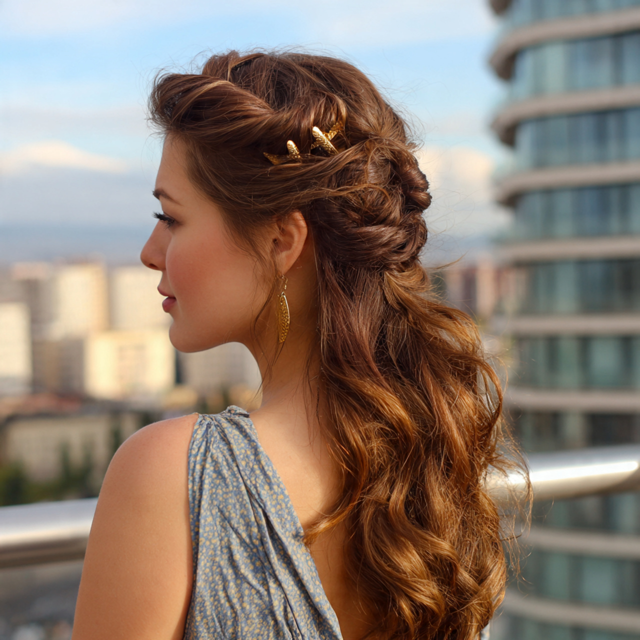 an attractive woman having easy polished claw clip