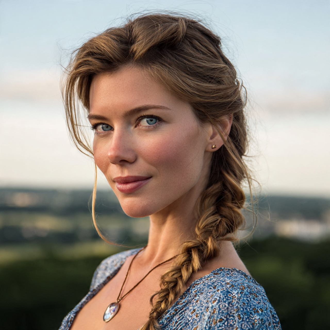 an attractive woman having easy simple side braid