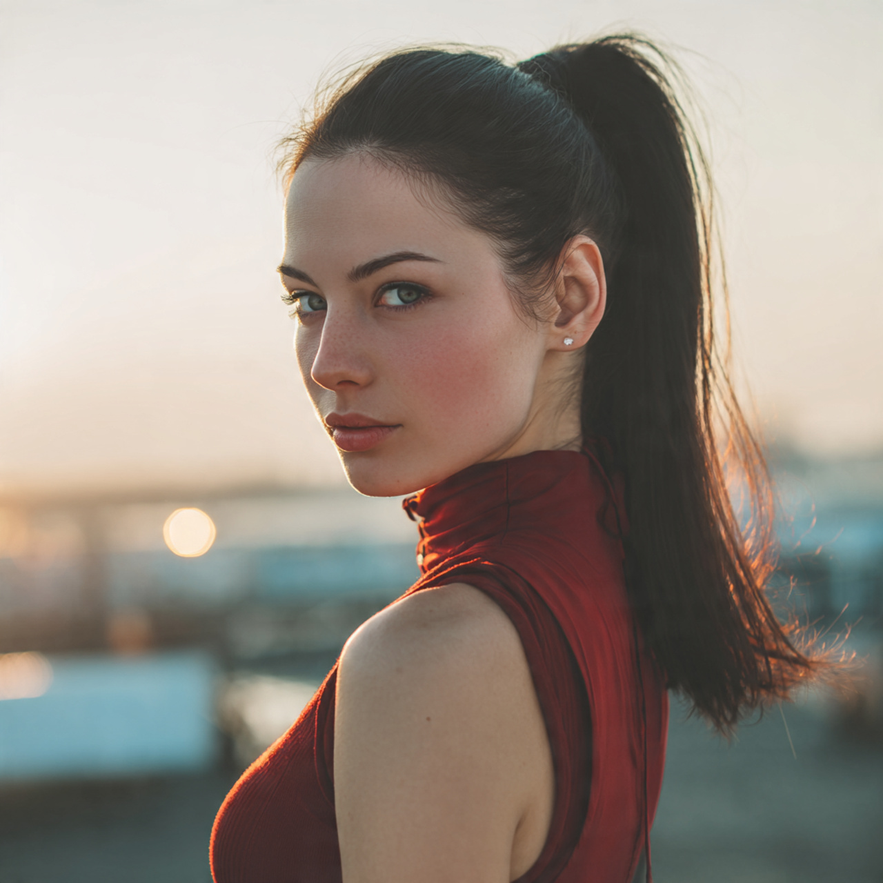 an attractive woman having easy sleek high ponytai 1