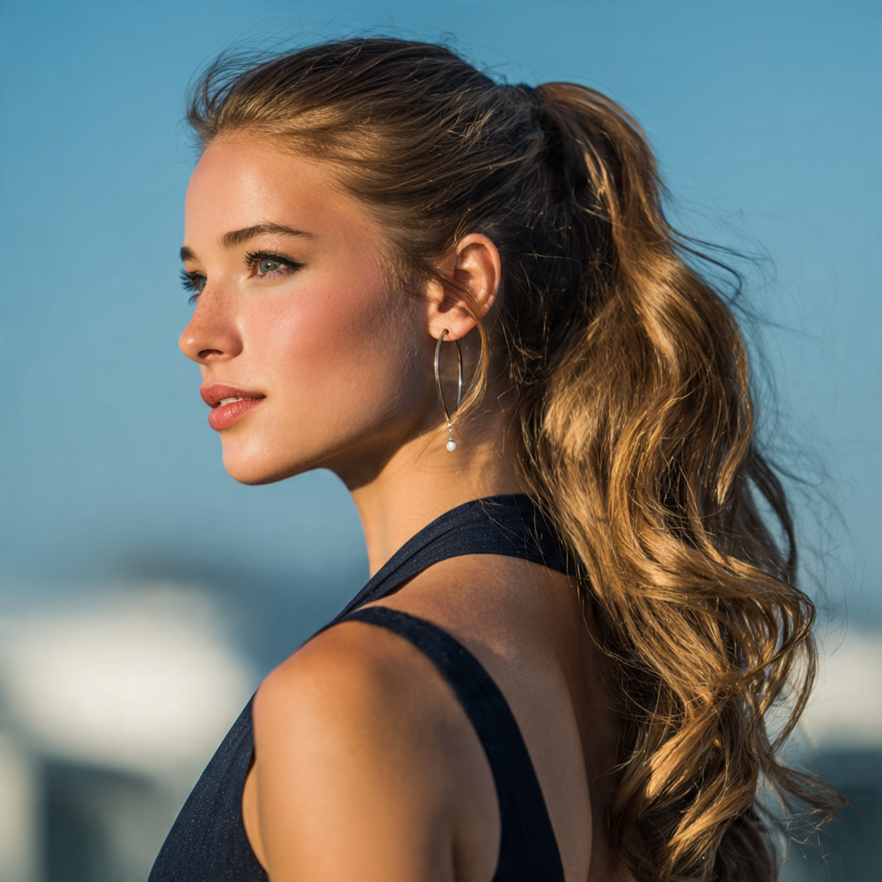 an attractive woman having easy smooth half ponyta