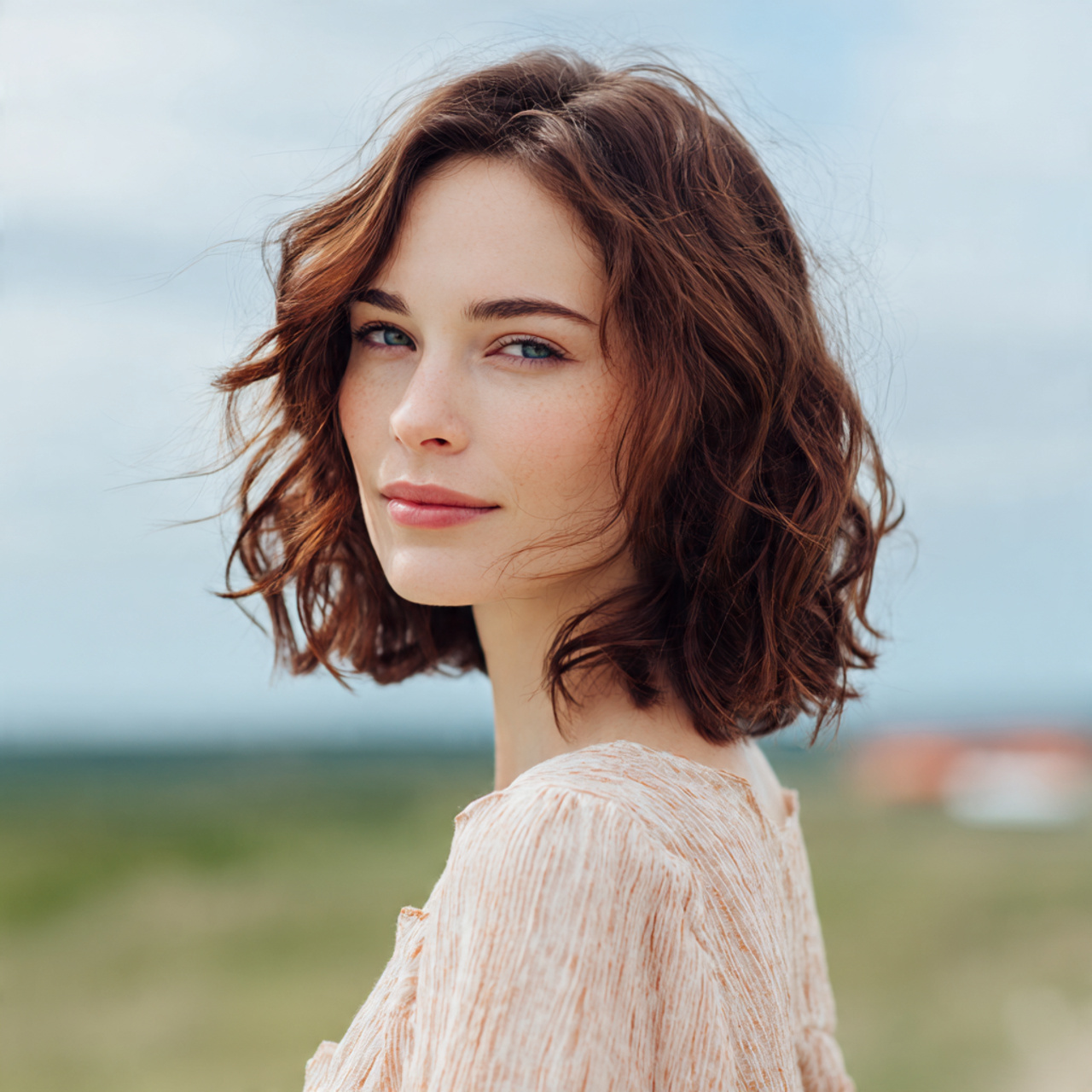 an attractive woman having easy soft rolled ends s