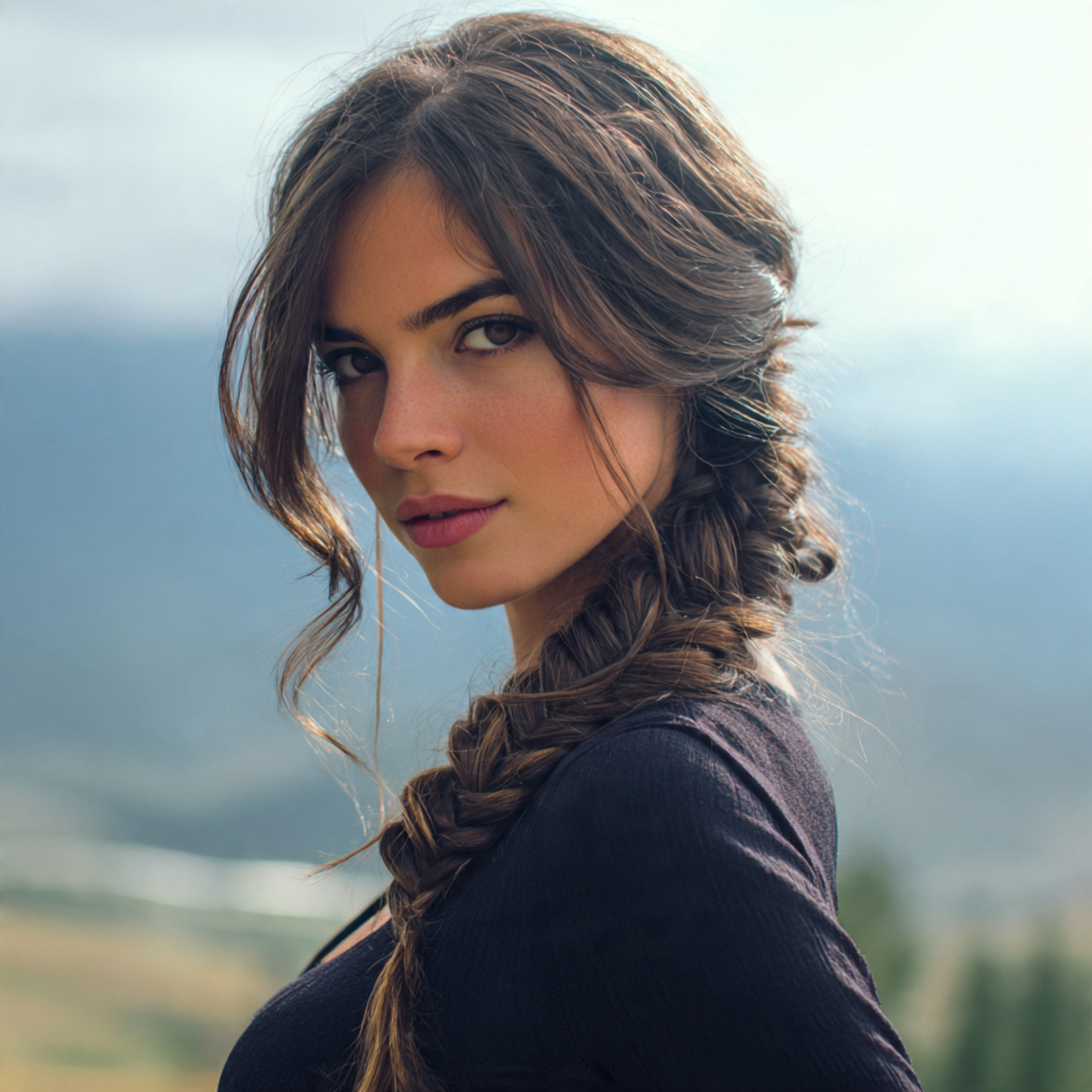 an attractive woman having easy soft side braid el